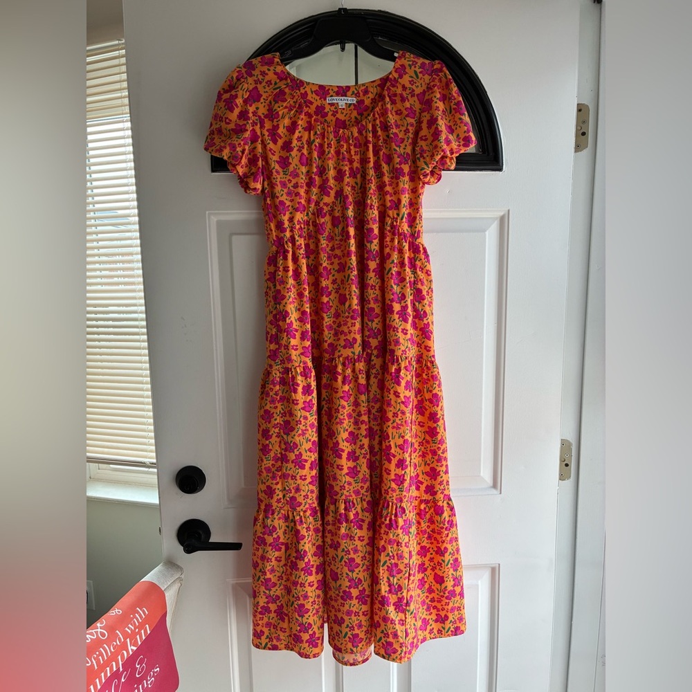 Floral Pink and Orange Maxi Dress